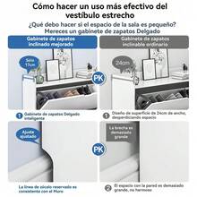 Mueble de Almacenamiento para Calzado Diario – Ideal para Quienes Buscan Orden, Comodidad y Estilo en la Zona de Entrada de su Hogar o Negocio,Zapatero Freestanding Blanco con Dos Cajones Abatibles – Mueble para Entrada que Almacena 4 Pares de Zapatos y Tiene Estante Superior para Decoración - Ver 5