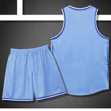 Bộ 2 áo bóng rổ cá nhân hóa - Áo ba lỗ và quần short in tên câu lạc bộ, tùy chỉnh, số và logo, thích hợp làm quà tặng Ngày của Cha, phong cách, thời trang, cá tính, giản dị, tối giản, cá nhân hóa, tùy chỉnh, độc đáo, trang phục nam, tủ đồ cơ bản, phong cách đường phố/cơ bản dành cho nam giới, quà tặng lý tưởng cho anh ấy, bạn trai, gia đình, bạn bè, nhân dịp sinh nhật, kỳ nghỉ, trường học/thi đấu, thể thao/leo núi. - Màu xanh nhạt - Xem 3