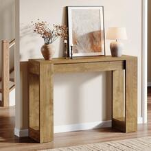 LITTLE TREE 105cm Modern Console Table Double Wooden Base Entryway Sofa Table For Hallway Living Room Foyer - Brown - View 3