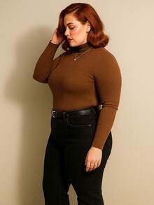 Cacharrel Women's Ribbed Turtleneck Long Sleeve Warm Winter Blouse - Rỉ Nâu - Xem 4