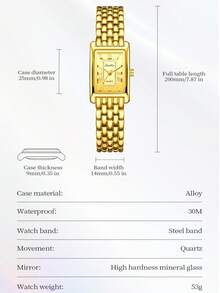 SUNKTA LIGE 时尚女士休闲手表 防水指针石英表 优雅商务手表 - 金色 - 查看 3