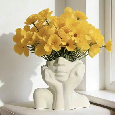 Maceta moderna de gran tamaño con diseño de rostro - Maceta multifuncional para exteriores y jarrón decorativo para interiores, adecuada para jardín, patio, balcón y decoración del hogar
