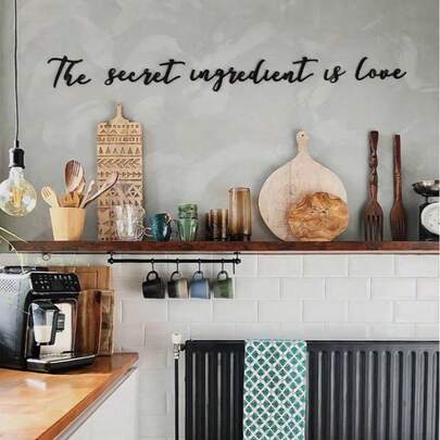 Set de 5 piezas "El ingrediente secreto es el amor" Arte de pared de metal, decoración de pared moderna de cocina, letrero de pared de hierro para el hogar, decoración de techo de entrada
