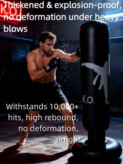 1pc Thick Inflatable Adult Fitness Punching Column, Outdoor Roly-Poly Sandbag, Indoor Air-Filled Punching Bag