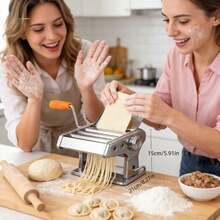 6 档可调节不锈钢手动面条机，自制面条/饺子/馄饨面团，省时易储存，3 分钟内制作无添加剂面条 - 彩色 - 查看 5
