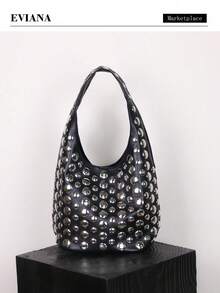 2026新款欧美时尚女士休闲个性化单肩包，Y2K个性化甜美酷炫小众设计波点铆钉腋下包复古时尚前卫大容量水桶包 - 彩色 - 查看 2