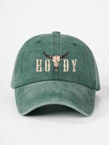 1pc Women's Printed HOOY Cow Head Washed Baseball Cap, Adjustable Sun Protection Casual Hat Suitable For Valentine's Day, Spring/Autumn Travel, Versatile Sunshade, Y2K Style Cap,Beach,Festival - Baseball Cap - View 22