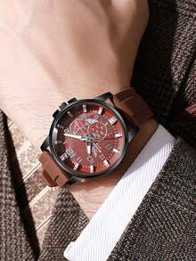 Đồng hồ thời trang công sở bằng silicon, lịch, máy quartz, kiểu dáng thường ngày, phù hợp cho nam giới trẻ tuổi. - Một cỡ - Xem 12