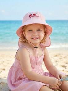 1pc Girls' Cherry Embroidery Sun Hat, Cartoon Kids Cap For Summer Sun Protection, Foldable, Lightweight, Suitable For Spring, Autumn, Outdoor, Travel, School Activities, Beach - 1PC - View 4