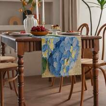 1/4/6/8/12 Piezas Manteles de mesa de lino lavables con estampado floral y de hortensias de colores, manteles protectores para mesa de comedor interior/exterior, adecuados para reuniones familiares, festivales, cocina, decoración de sala de estar, entrada - Multicolor - Ver 9