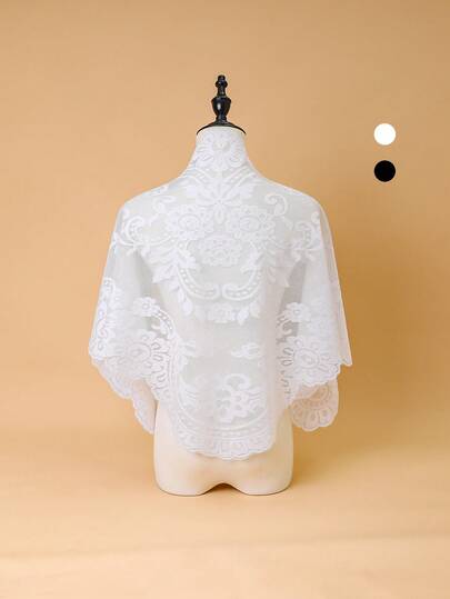 1pc Women Black & White Knitted Jacquard Triangle Scarf, Versatile Daily Casual Headscarf, Shawl Decor