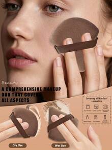 10PCS Makeup Tools Set Including:4PCS Makeup Sponges+2PCS Air Cushion Powder Puff+2PCS Triangle Powder Puffs+2PCS Mini Air Cushion Powder Puffs - Coffee Brown - View 3