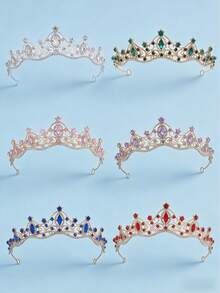 1pc Women's Crystal Crown Headpiece, Rhinestone Princess Headband, Wedding Birthday Bridal Hair Accessory, Wedding Accessory, Graduation Ceremony And Other Occasions - Multicolor - View 3