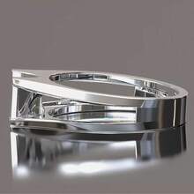 Women's Classic Fashion Cubic Zirconia Plated White Gold Geometric Square Minimalist Ring - White Gold - View 3