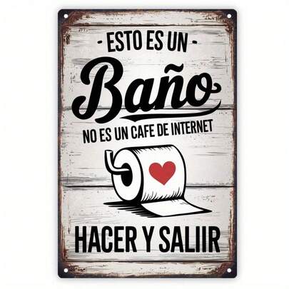 1 Piece 7.8X 11.8inch Spanish-Style Metal Sign - Rustic Vintage Iron Wall Decoration With A Retro Look, Suitable For Various Uses In Homes, Kitchens, Offices, Or Gardens. Easy To Hang, No Electricity Required