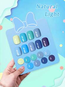 GAVY-9PCS/SET 天蓝色美甲凝胶套装，UV/LED固化，7ml浓稠质地，新款小黑瓶，女生美甲美足必备套装 - 彩色 - 查看 6