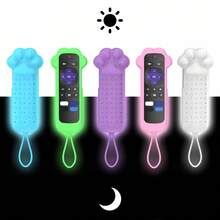 A Cute Cat Paw-Shaped Silicone Remote Control Cover, Designed Specifically For Roku TVs And Players, Including Voice Remotes Without Headphone Jacks.It Glows In The Dark And Comes With A Lanyard, Designed Specifically For The Roku Express 4K+ And HD Streaming Stick. - Xem 1