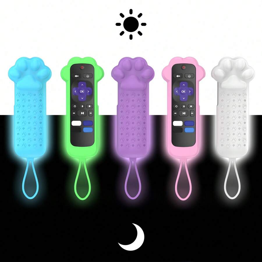 A Cute Cat Paw-Shaped Silicone Remote Control Cover, Designed Specifically For Roku TVs And Players, Including Voice Remotes Without Headphone Jacks.It Glows In The Dark And Comes With A Lanyard, Designed Specifically For The Roku Express 4K+ And HD Streaming Stick. - Xem 1