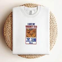 T-shirt da donna con stampa "Ho perso la mia verginità con un Costco Chicken Bake", maglietta divertente e specifica, regalo adatto per lui e lei - Bianco - Visualizzare 3