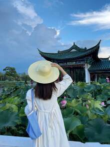 1顶夏季草帽，尼龙防晒帽，防雨农夫遮阳帽，大帽檐草帽，劳动防护用品 - A - 查看 1