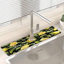 1pc, Lemon Pattern Sink Faucet Suction Pad, Drainage Pad, Kitchen, Bathroom Sink, Countertop, Drainage Pad, Diatomite Washbasin, And Cuttable Quick-Drying Pad. - Multicolor - View 16