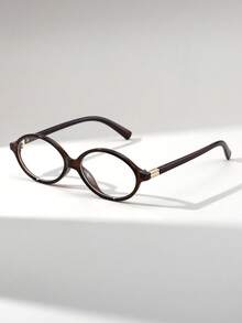 1 Pair Women's Oval Mottled Retro Metal Accessories Street Style Non-Prescription Glasses, Suitable For Daily Outfit Matching - Clear - View 11