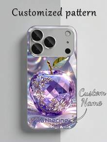 1件 DIY 定製姓名，奢華紫水晶蘋果水鑽花卉圖案電鍍銀框高清晰玻璃手機殼，適用於 Apple Duo/18ProMax/17ProMax/17Air/16ProMax/16e/15Plus/14Pro/13ProMax/12/11/XsMax/8/7/6Plus & S26Ultra/25Plus/24/23/22 & A36/A35/A33/A31/A26/A15/A13/Note20/10Pro & 17ProMax/15/14/13 & Note14Pro/13Pro/11TPro 及其他系列機型 - 彩色 - 查看 6