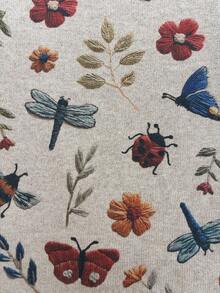 Pull léger créatif pour femmes - Imprimé insecte et fleur, débardeur décontracté à col rond, convient pour toutes les saisons, design superposé, combinaison de couleurs vibrantes pour les vacances - Nude - Voir 3