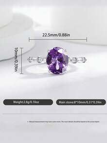 Nhẫn đá giả thạch anh tím hình bầu dục tối giản, thanh lịch, đá topaz, kiểu dáng hở, có thể điều chỉnh kích thước, đa năng cho đeo hàng ngày, ngày lễ, dự tiệc, du lịch. - nhẫn - Xem 7