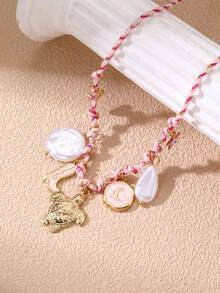 1pc Bohemian Beach Ocean Style Handmade Woven Pendant Necklace, Suitable For Girls Daily And Vacation - Multicolor - View 4