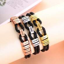 1 chiếc vòng tay da độc đáo dành cho nam nữ, khắc tên theo yêu cầu từ 1-10 người, vòng tay da bện tùy chỉnh, quà tặng cho mẹ, cha, chồng, vợ, bạn trai, bạn gái, ông, bà, nhân dịp sinh nhật, ngày lễ, Giáng sinh. - Nhiều màu - Xem 21