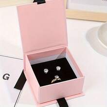 1 Stück Schmuckgeschenkbox mit Schleifendeckel, geeignet für Ohrringe, Ringe, Halsketten, Armbänder, Anhänger - Pink - Übersicht 8