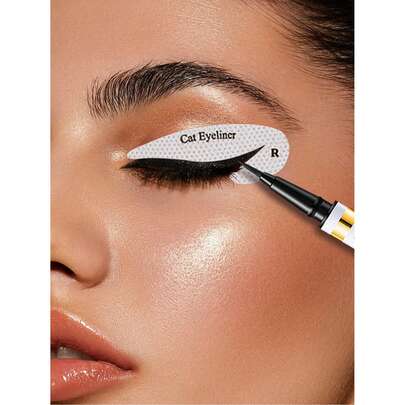 Bộ 64 khuôn vẽ phấn mắt và kẻ mắt chuyên nghiệp, làm từ vải không dệt, 4 kiểu dáng, bao gồm các dụng cụ hỗ trợ trang điểm mắt - Bộ khuôn vẽ trang điểm bằng vải không dệt, phù hợp cho nhiều kiểu trang điểm mắt, phấn mắt, trang điểm sân khấu, làm quà tặng, du lịch, sử dụng hàng ngày, vật dụng cần thiết khi đi du lịch.