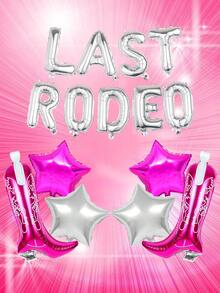 15件套终极牛仔女郎气球套装，包含银色“LAST RODEO”气球横幅、牛仔靴、星星气球，适合单身派对、迪斯科西部主题气球装饰、生日派对、新娘送礼会、生日派对用品、LAST RODEO装饰 - 彩色 - 查看 3