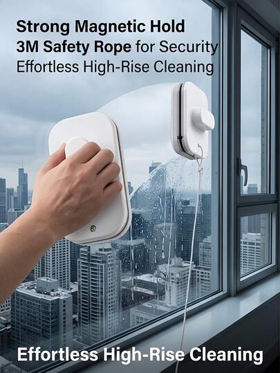 منظف نوافذ مغناطيسي ثنائي الوجه أداة تنظيف الزجاج القوية لنوافذ المباني العالية، منظف زجاج ثنائي الطبقة، تشغيل بيد واحدة، فرشاة تنظيف النوافذ للزجاج السميك