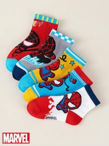 5 pares de calcetines cortos tipo tripulación con estampado de Spider-Man de Marvel, calcetines de superhéroe con licencia oficial aptos para niños - Multicolor - Ver 5