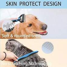 2-In-1 Pet Grooming Brush & Deshedding Tool - Stainless Steel Undercoat Rake For Removing Mats And Loose Hair - Essential Pet Care Tool To Keep Coat Healthy, Ergonomic Handle, Reusable To Prevent Overheating And Skin Irritation In Summer - Multicolor - View 8