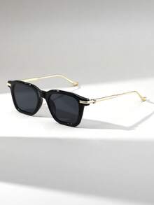 1 par de gafas de moda con marco metálico cuadrado para mujeres, de estilo europeo y americano, adecuadas para exteriores, ciclismo, playa, vacaciones, regalo - Multicolor - Ver 9