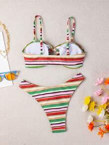 女士两件套休闲露背沙滩装，夏季 - 彩色 - 查看 3