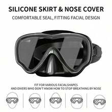 Adult Diving Mask, Tempered Glass One-Piece Mask, Anti-Fog Waterproof For Outdoor Sports, Water Sports, Swimming, Beach Essentials, Beach Accessories, Pool Float - 白色防霧 - 查看 4