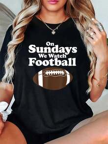 Camiseta de Fútbol Divertida "Los Domingos Vemos Fútbol" Unisex 100% Algodón, Camiseta de Manga Corta Transpirable de Algodón Suave para Uso Casual de Verano - Negro - Ver 6