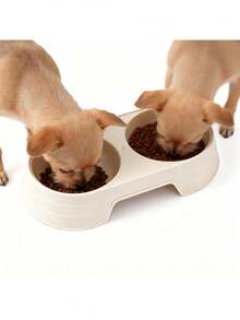1pc Pack Plastic Pet Bowls For Dogs, Cats, Small Dogs And Kittens – Non-Slip Double Bowl Design, Durable And Splash-Proof Food And Water Containers - 1L - View 1