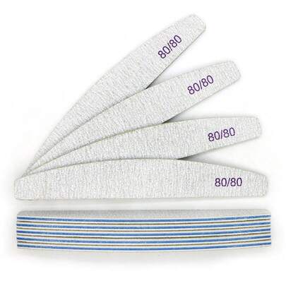 JEARLYU 3/8/20/25 cái dũa móng tay thô 80/80, khối đánh bóng móng tay cho làm móng gel, khối chà nhám móng hình lưỡi liềm