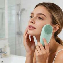 New Silicone Facial Cleansing Brush Electric Pore Cleaner Ultrasonic Face Massager For Deep Cleansing And Skin Rejuvenation With Soft Bristles And Waterproof Design Perfect For All Skin Types - màu xanh lá - Xem 5
