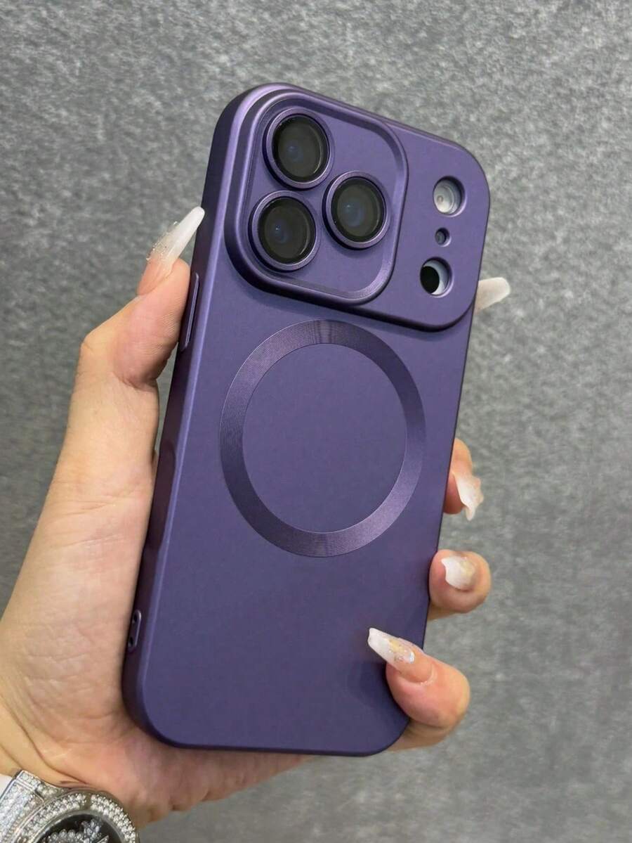 1个紫色Hadaasi时尚磁吸磨砂软手机壳，兼容 17 Pro Max、17 Pro、17 Air、17、17e、16、16e、15、14 Plus、13、12、11 Pro Max，玻璃镜片，支持无线充电