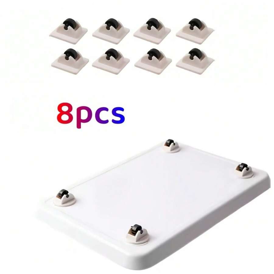 8pcs Self-Adhesive Swivel Casters, Plastic Furniture & Storage Box Wheels, Easy To Move