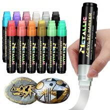 15mm Wide Acrylic Paint Marker Pens - 10 Vibrant Colors & 12 Metallic Colors, High Coverage, Large Ink Capacity, Layering Function, Suitable For Bold Graffiti And Art Creation - Sets - View 4
