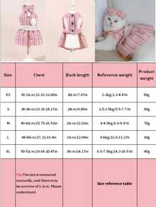 3件套/4件套：新款格子/条纹公主裙、蝴蝶结发箍、珍珠项链，适合春秋季的甜美宠物狗/猫公主裙，粉色宠物公主裙 - 彩色 - 查看 11