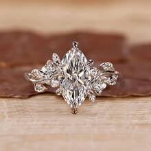 Fashionable Versatile Elegant Cubic Zirconia Inlaid Horse Eye Design Engagement Ring For Women - White Gold - View 11