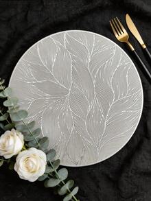 1 szt./4 szt./6 szt./8 szt. 15-calowe okrągłe złote podkładki z PVC – minimalistyczny styl, antypoślizgowe, odporne na ciepło, odpowiednie na stół jadalny, do kawiarni, wystroju wnętrz, na Walentynki, na wesele - Srebro - Zobacz 4